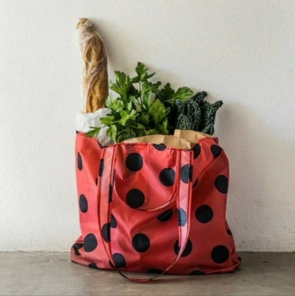 Ikea Skynke shopping tote bag Red Black Polka dot 2 Pack - Picture 4 of 9